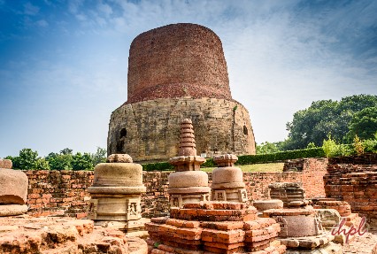 Ruins at the Buddhist monastery in Sarnath