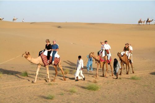 camel safari in desert of Rajasthan