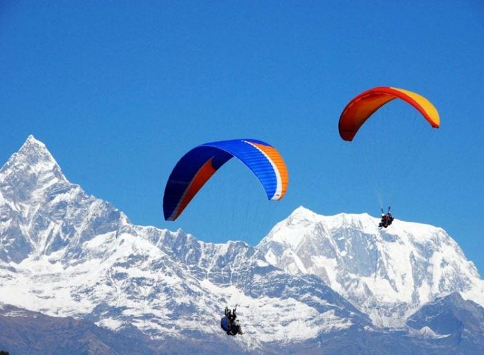 Paragliding in winter
