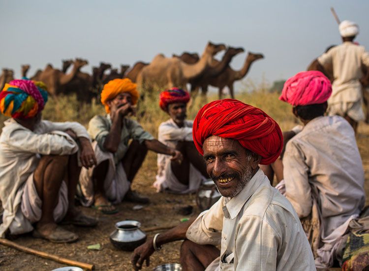 Rajasthani Local with Colorful Turbans