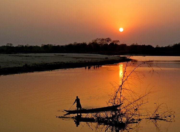 sunset views of majuli