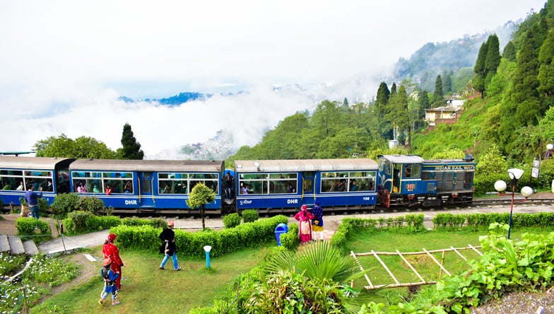 Tea gardens and mountain scenery in Darjeeling