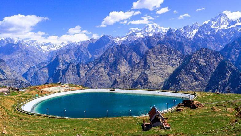 Snow-covered slopes in Auli